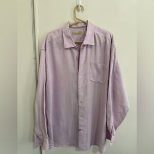 Tommy Bahama Mens XLX  100% Linen Shirt Lavender long Sleeve Button Up